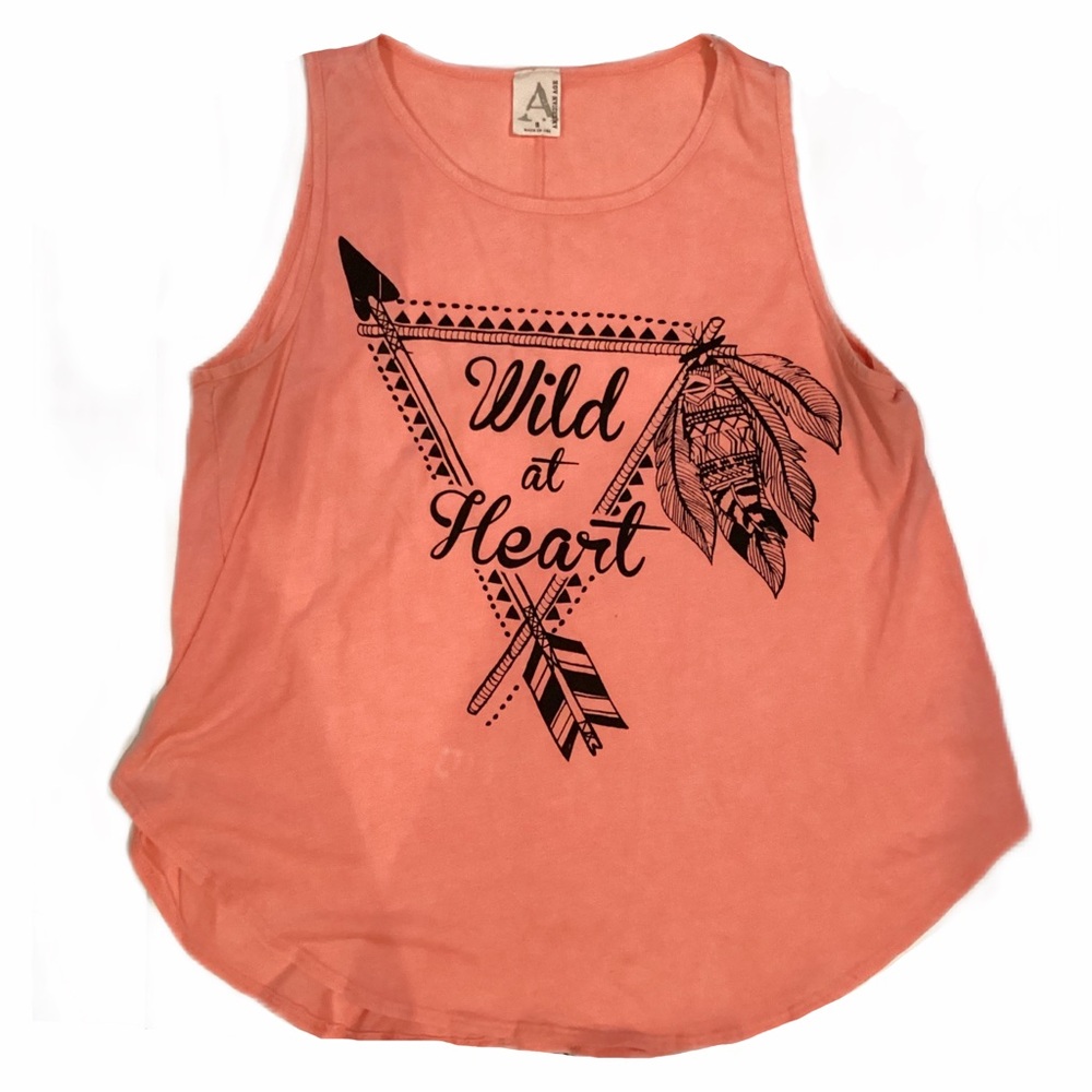 4/$15 💗 American Age Size S Wild at Heart Peach Flowy Tank Top